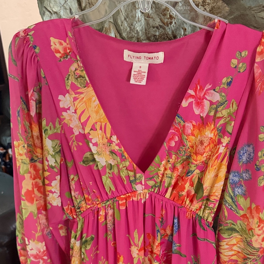 Flying Tomato Pink Floral High Low Dress - Picture 4 of 5
